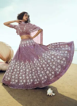 Lilac Purple Sequins Embroidered Stylish Lehenga Choli