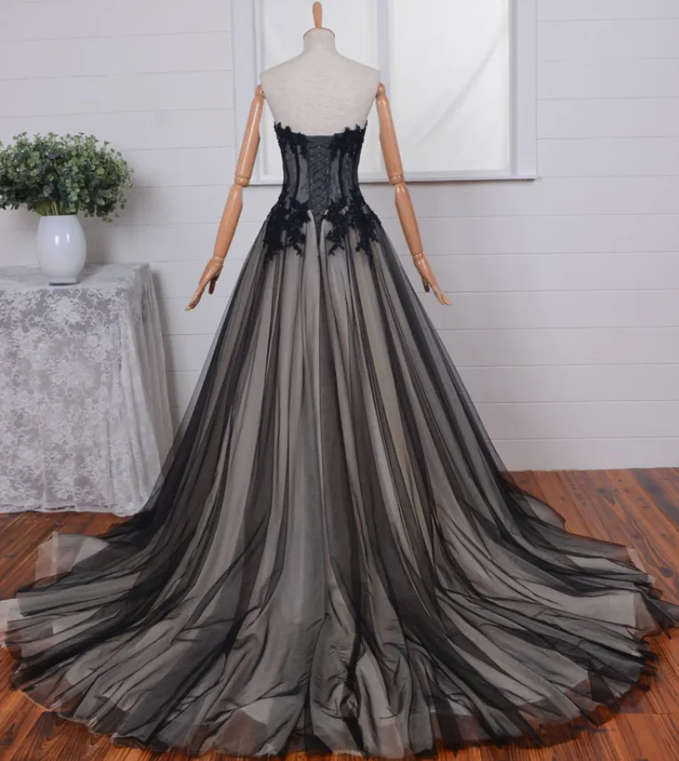 Long Black Tulle Lace Formal Gowns, Black Prom Dress, Party Dresses