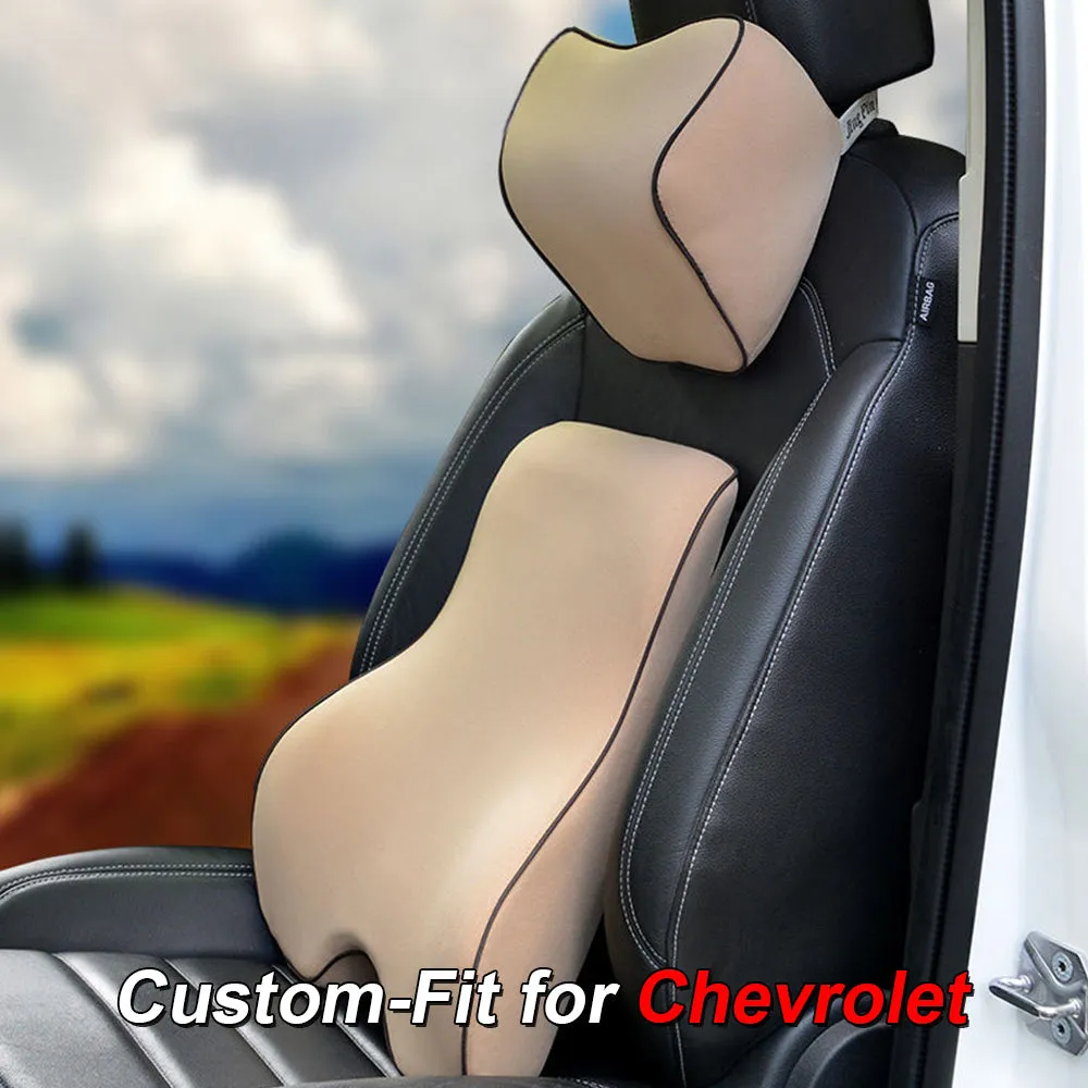 Lumbar Support Cushion for Car and Headrest Neck Pillow Kit, Custom-Fit For Car, Ergonomically Design for Car Seat, Car Accessories WACH254