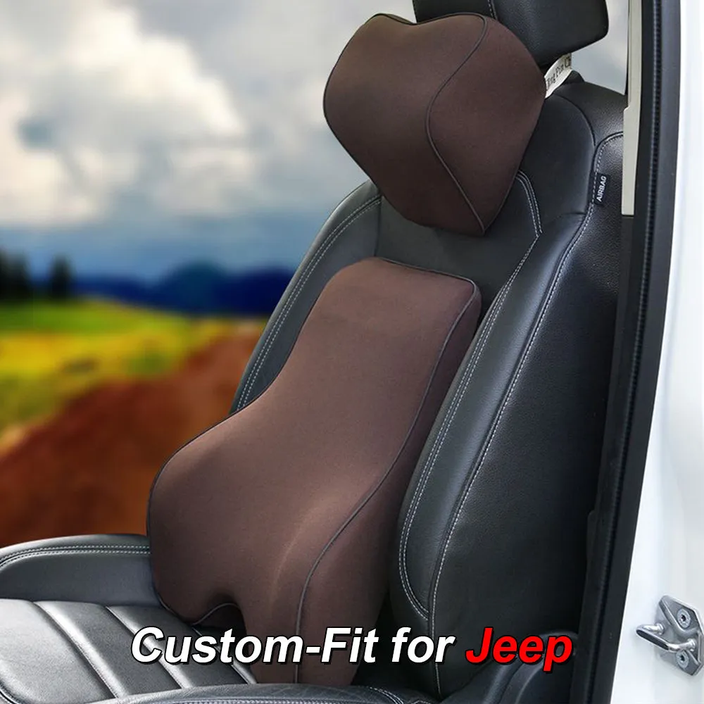 Lumbar Support Cushion for Car and Headrest Neck Pillow Kit, Custom-Fit For Car, Ergonomically Design for Car Seat, Car Accessories WAJE254