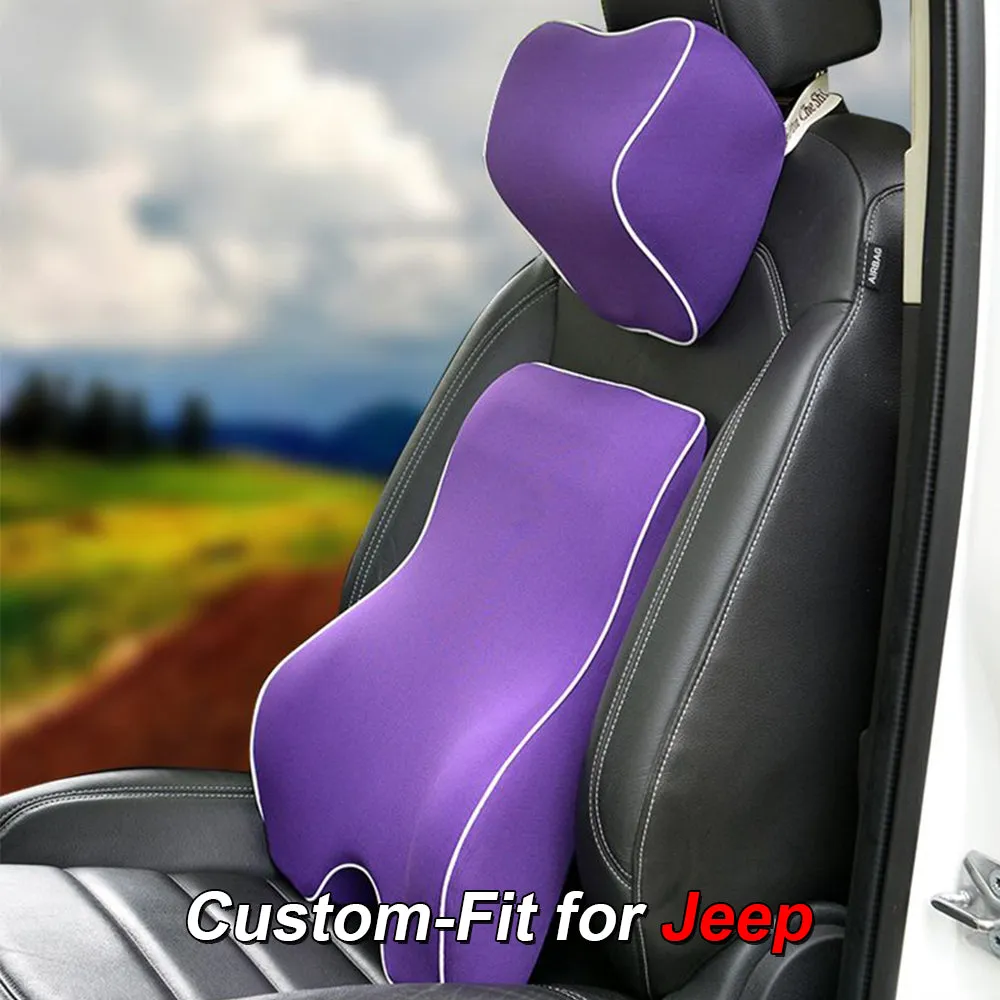 Lumbar Support Cushion for Car and Headrest Neck Pillow Kit, Custom-Fit For Car, Ergonomically Design for Car Seat, Car Accessories WAJE254