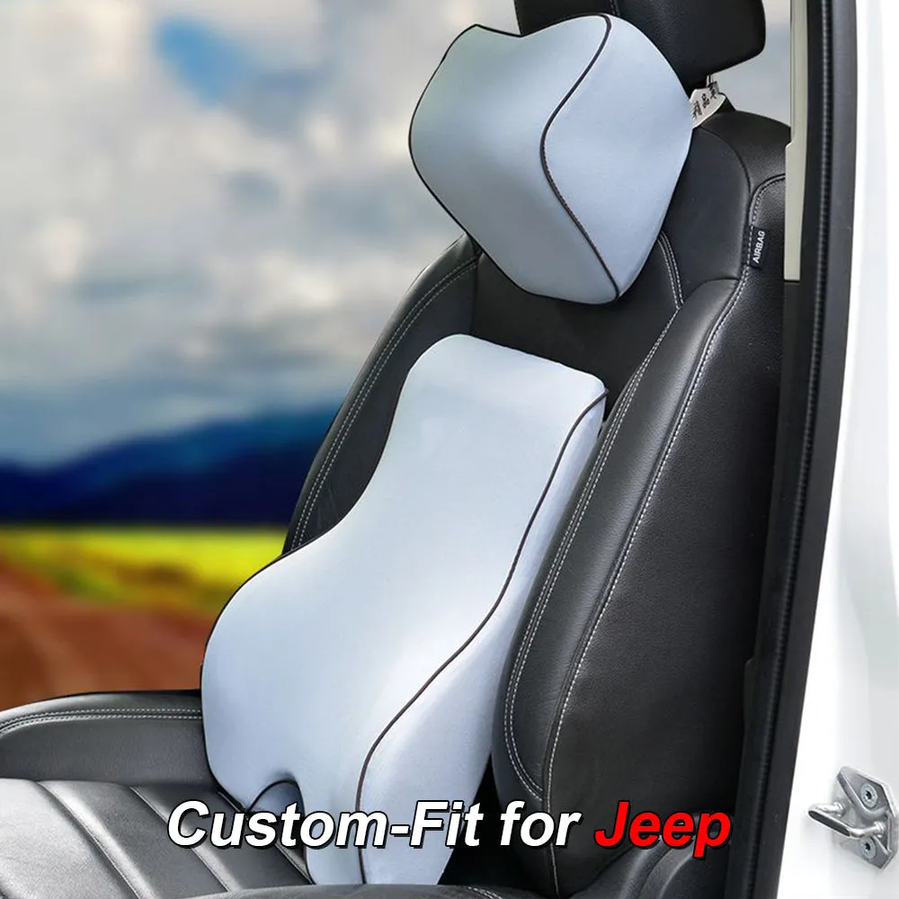 Lumbar Support Cushion for Car and Headrest Neck Pillow Kit, Custom-Fit For Car, Ergonomically Design for Car Seat, Car Accessories WAJE254