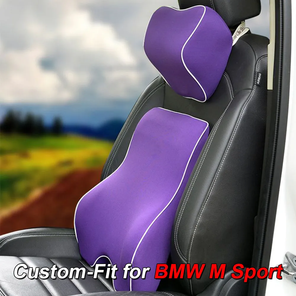 Lumbar Support Cushion for Car and Headrest Neck Pillow Kit, Custom-Fit For Car, Ergonomically Design for Car Seat, Car Accessories WAKO254