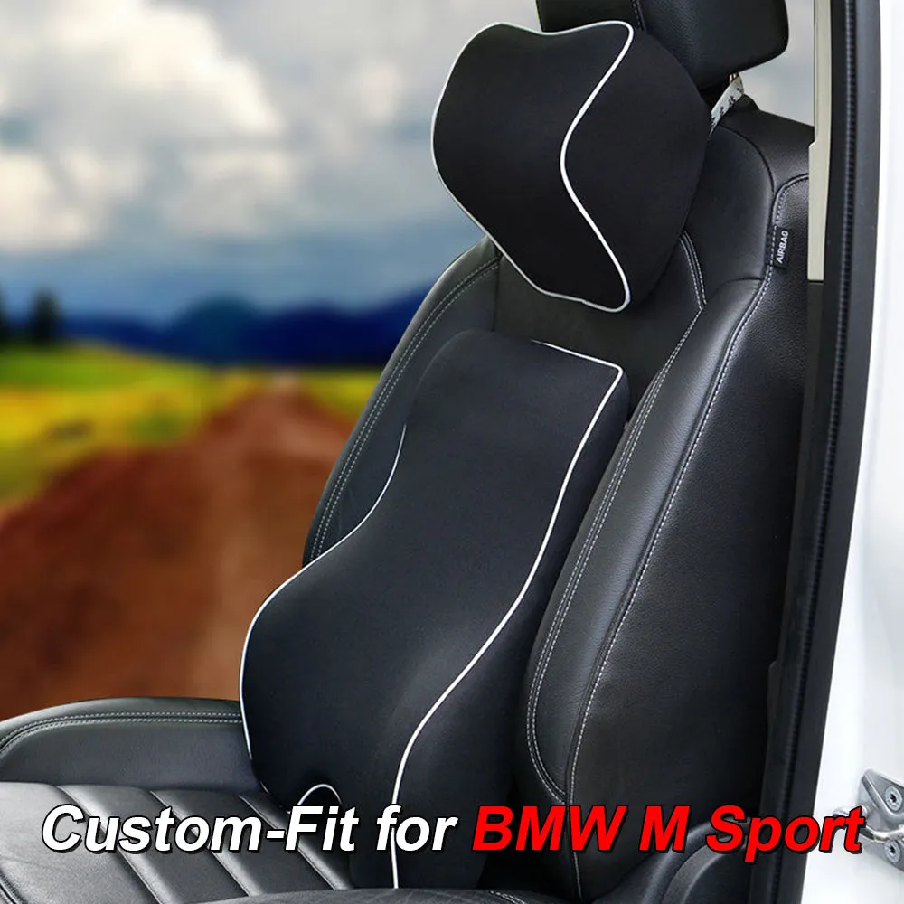Lumbar Support Cushion for Car and Headrest Neck Pillow Kit, Custom-Fit For Car, Ergonomically Design for Car Seat, Car Accessories WAKO254
