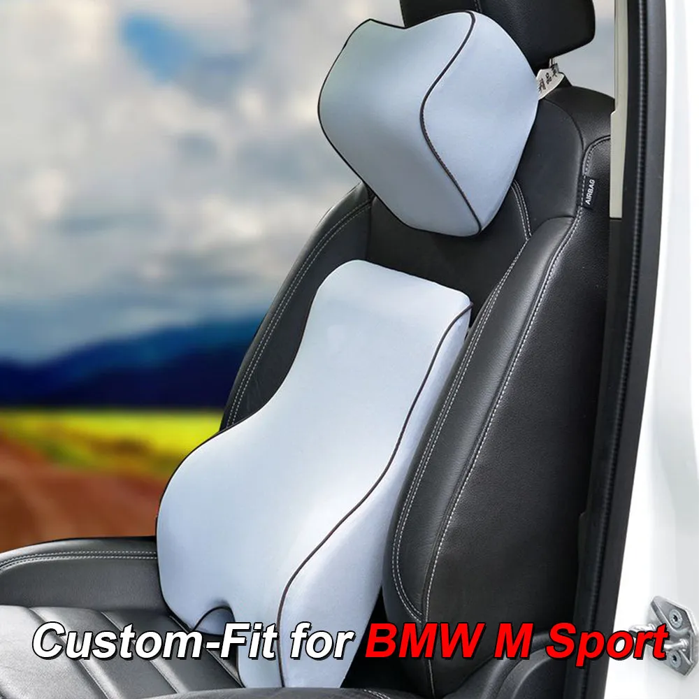 Lumbar Support Cushion for Car and Headrest Neck Pillow Kit, Custom-Fit For Car, Ergonomically Design for Car Seat, Car Accessories WAKO254