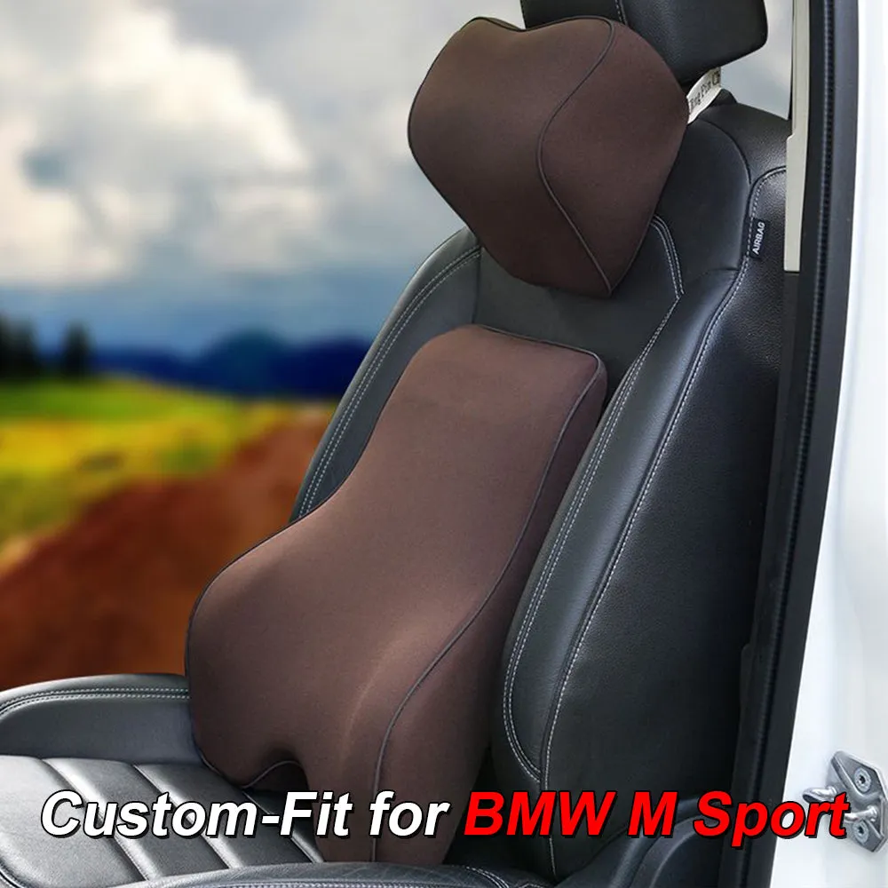Lumbar Support Cushion for Car and Headrest Neck Pillow Kit, Custom-Fit For Car, Ergonomically Design for Car Seat, Car Accessories WAKO254