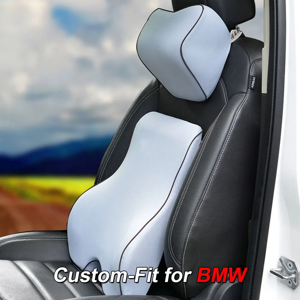 Lumbar Support Cushion for Car and Headrest Neck Pillow Kit, Custom-Fit For Car, Ergonomically Design for Car Seat, Car Accessories WAKX254