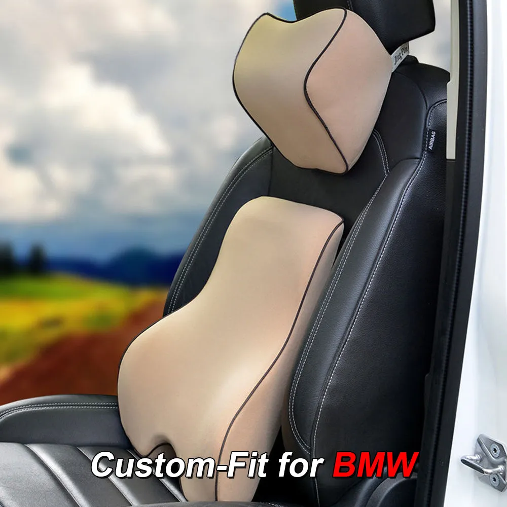 Lumbar Support Cushion for Car and Headrest Neck Pillow Kit, Custom-Fit For Car, Ergonomically Design for Car Seat, Car Accessories WAKX254