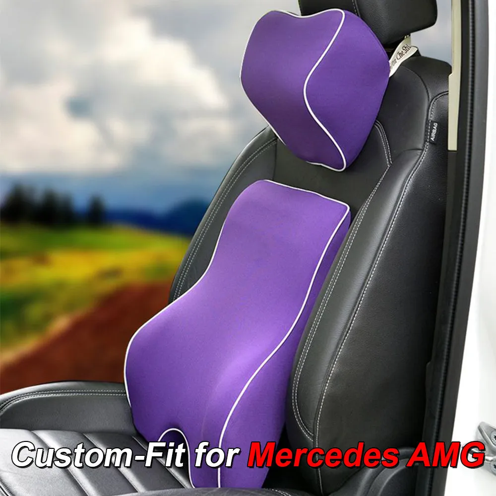 Lumbar Support Cushion for Car and Headrest Neck Pillow Kit, Custom-Fit For Car, Ergonomically Design for Car Seat, Car Accessories WALM254