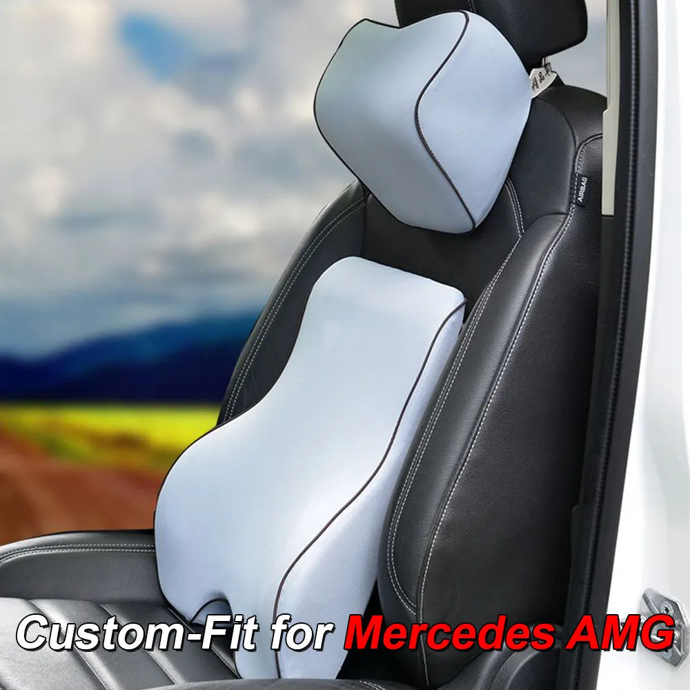 Lumbar Support Cushion for Car and Headrest Neck Pillow Kit, Custom-Fit For Car, Ergonomically Design for Car Seat, Car Accessories WALM254
