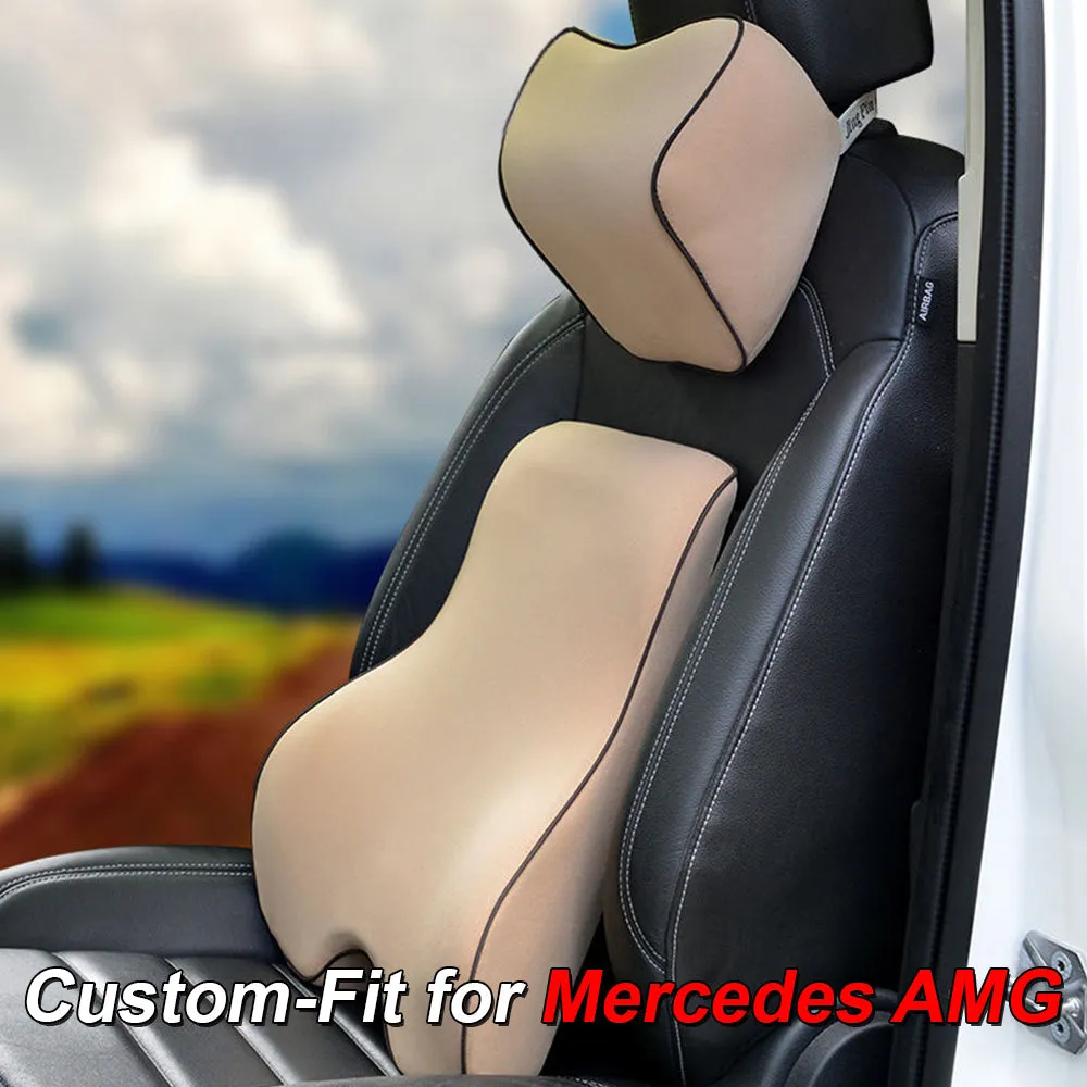 Lumbar Support Cushion for Car and Headrest Neck Pillow Kit, Custom-Fit For Car, Ergonomically Design for Car Seat, Car Accessories WALM254