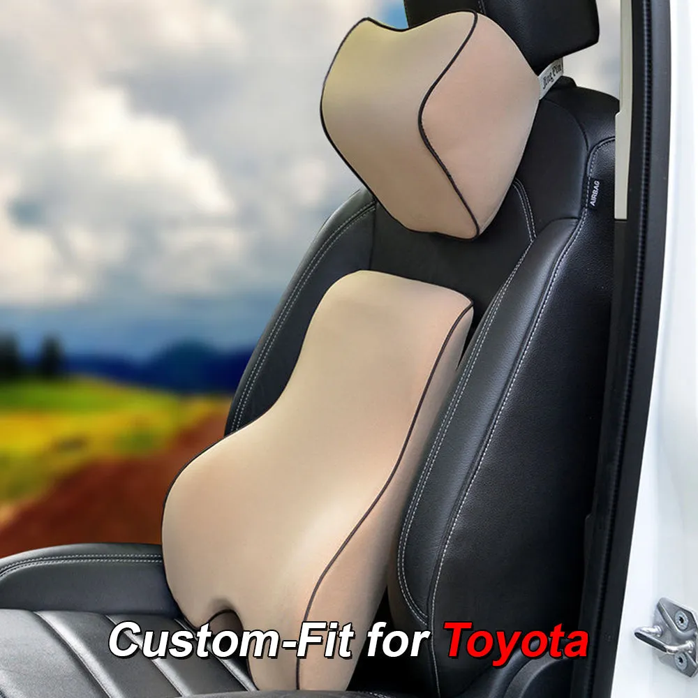 Lumbar Support Cushion for Car and Headrest Neck Pillow Kit, Custom-Fit For Car, Ergonomically Design for Car Seat, Car Accessories WAPF254