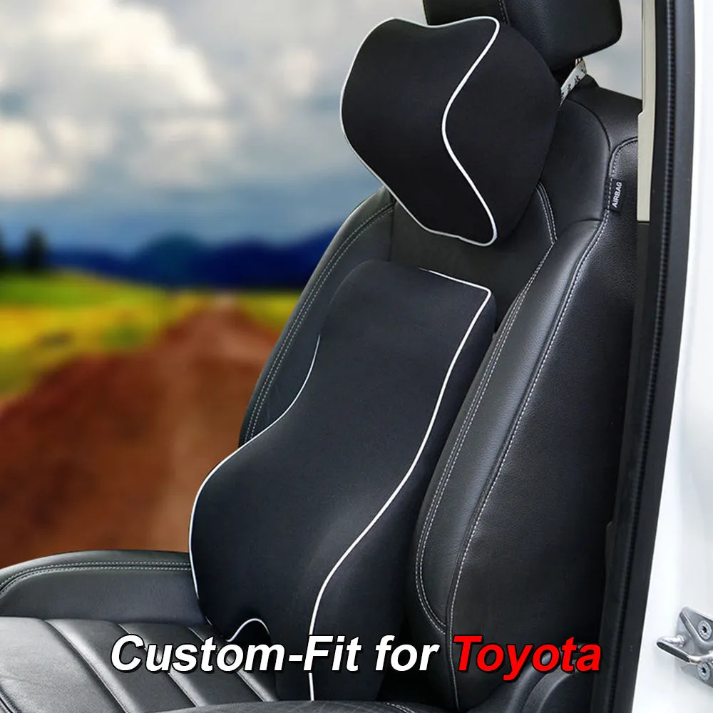 Lumbar Support Cushion for Car and Headrest Neck Pillow Kit, Custom-Fit For Car, Ergonomically Design for Car Seat, Car Accessories WAPF254