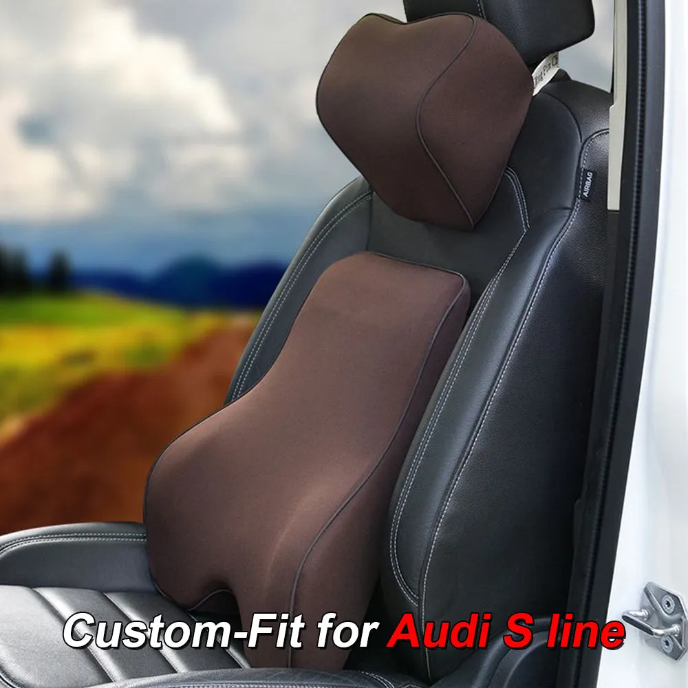 Lumbar Support Cushion for Car and Headrest Neck Pillow Kit, Custom-Fit For Car, Ergonomically Design for Car Seat, Car Accessories WAVE254