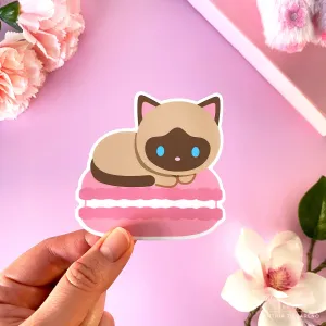 Macaroon Siamese Cat Vinyl Sticker