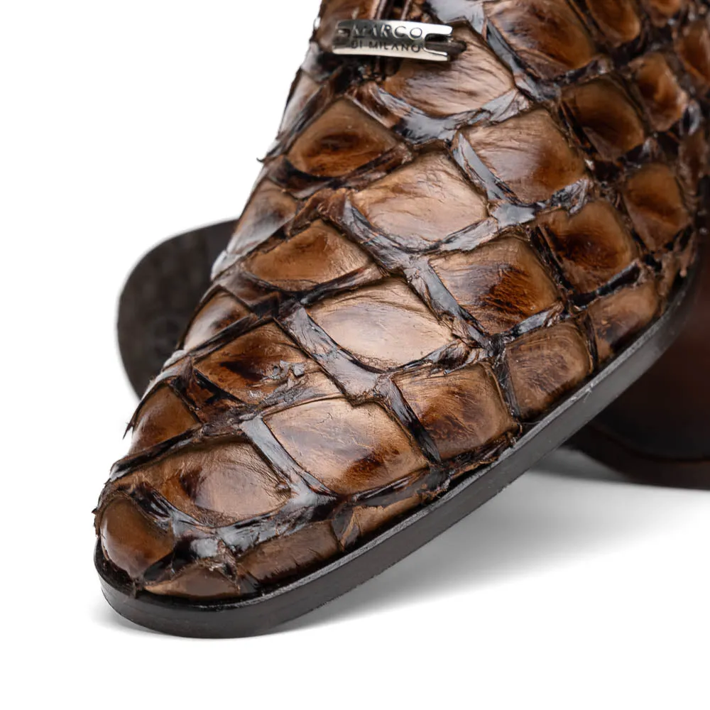 Marco Di Milano Olivieri Clear Brown Pirarucu Dress Shoe Oxfords