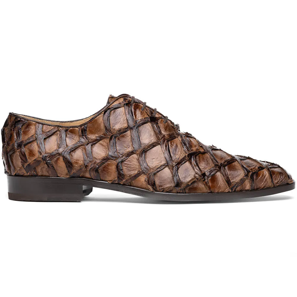 Marco Di Milano Olivieri Clear Brown Pirarucu Dress Shoe Oxfords