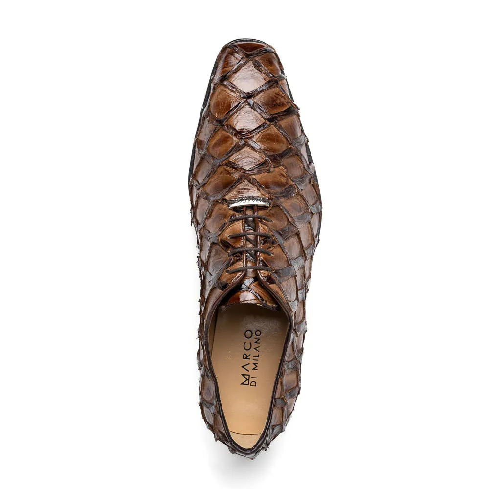 Marco Di Milano Olivieri Clear Brown Pirarucu Dress Shoe Oxfords