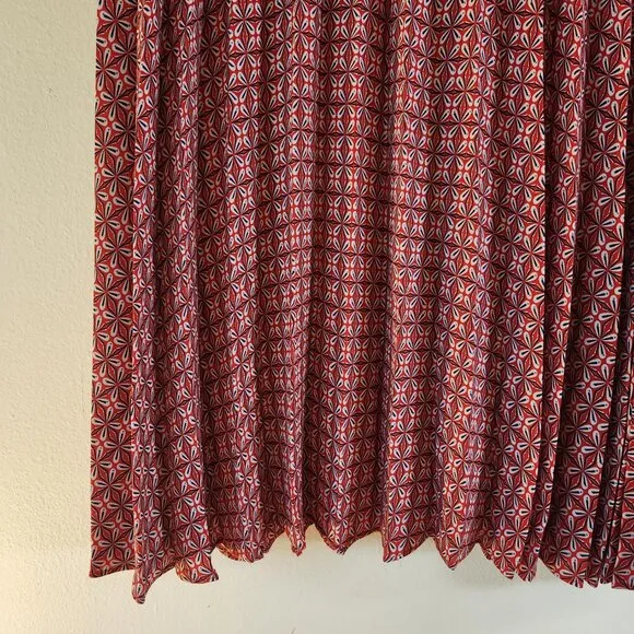 Max Studio Red, white, Blue pleated skirt, L NWT