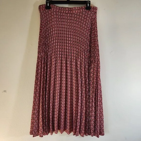 Max Studio Red, white, Blue pleated skirt, L NWT