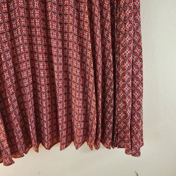 Max Studio Red, white, Blue pleated skirt, L NWT