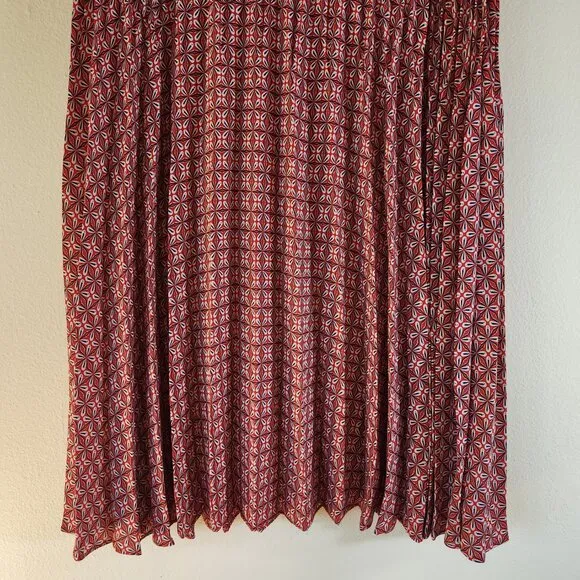 Max Studio Red, white, Blue pleated skirt, L NWT