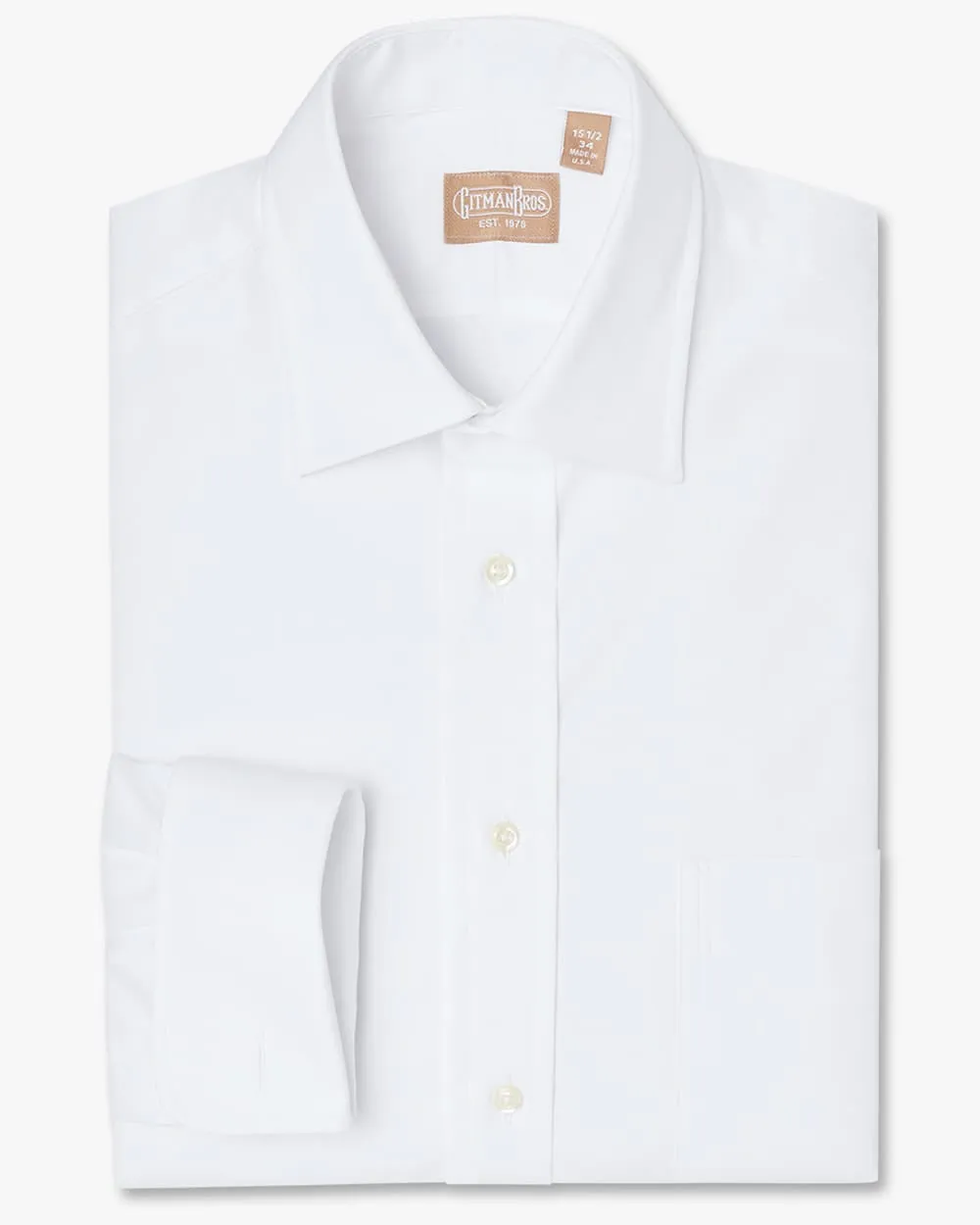 Medium Spread Pinpoint French Cuff White - Classic