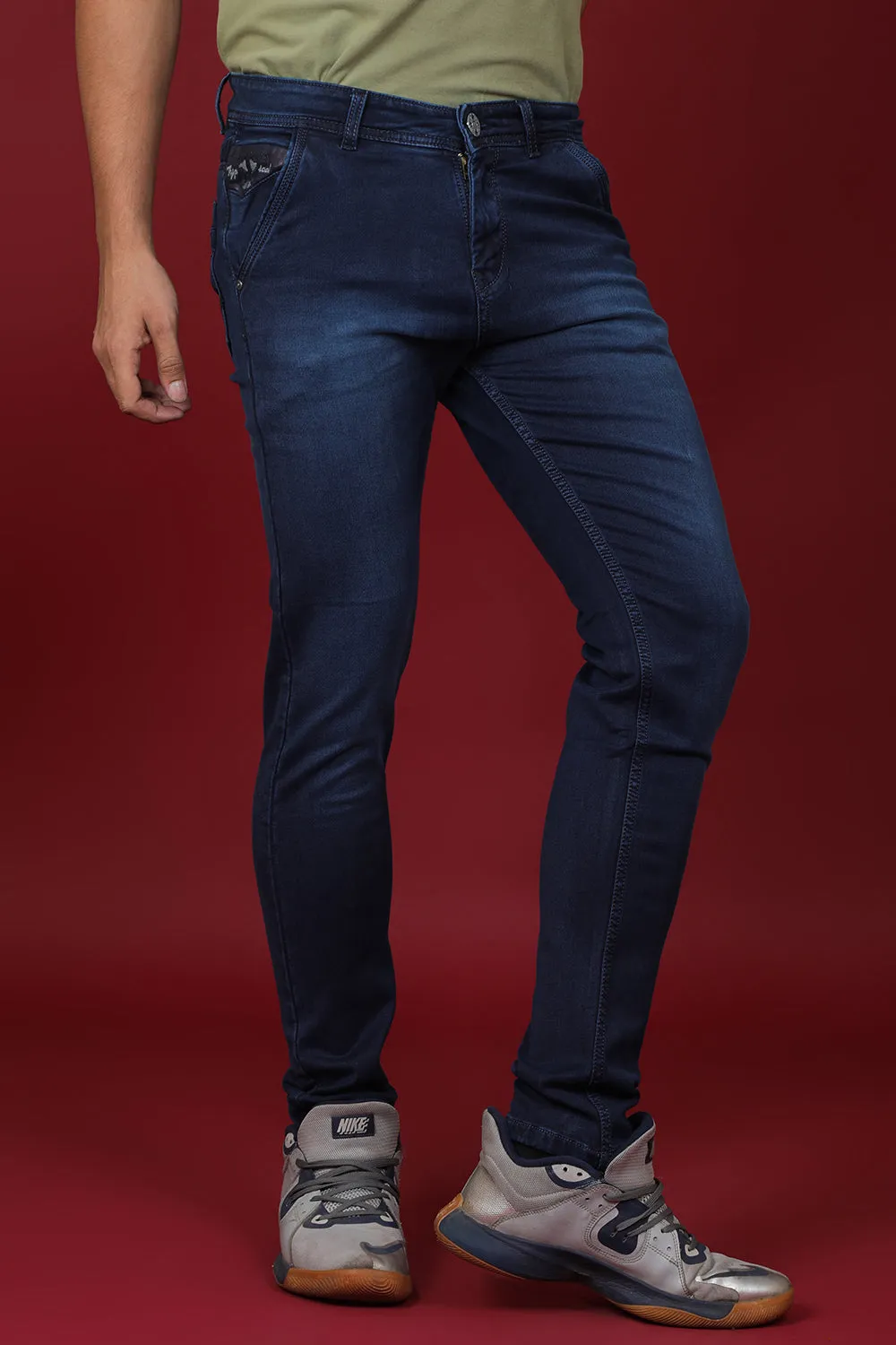 Men's Dark Navy Blue Denim Slim Fit MARS-8007-2 Jeans