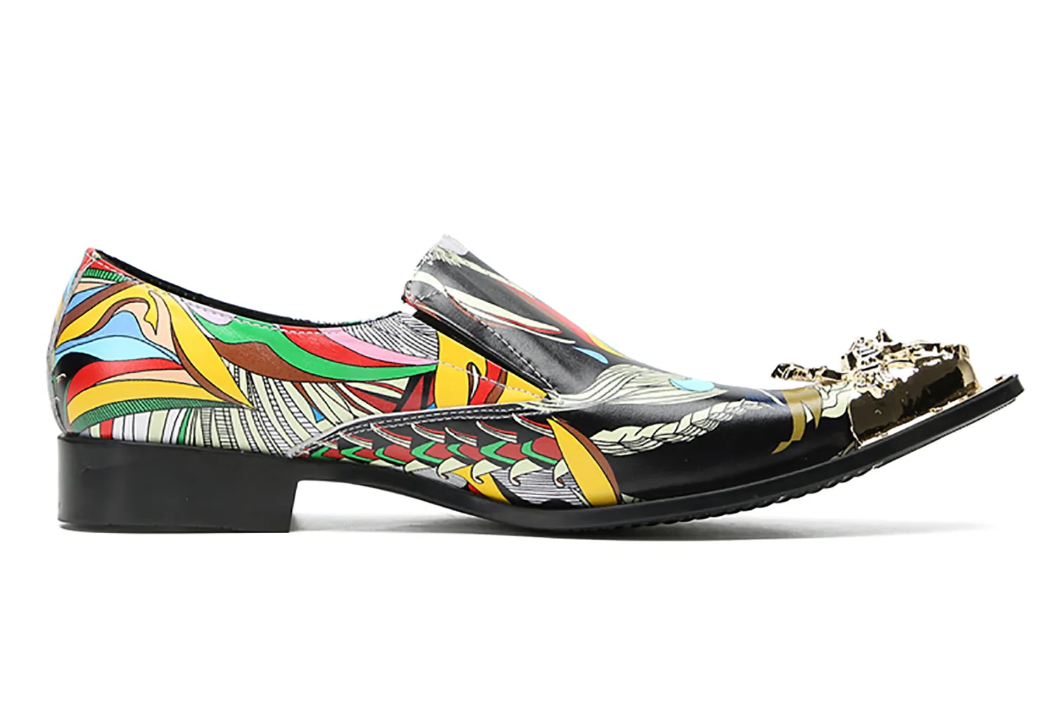 Men's Graffiti Metal-Tip Toe Western Penny Loafers