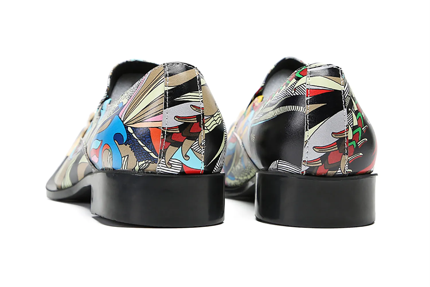 Men's Graffiti Metal-Tip Toe Western Penny Loafers