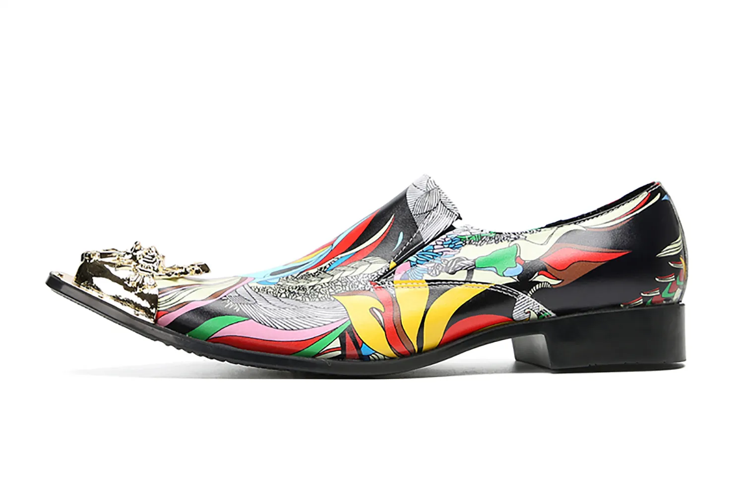 Men's Graffiti Metal-Tip Toe Western Penny Loafers