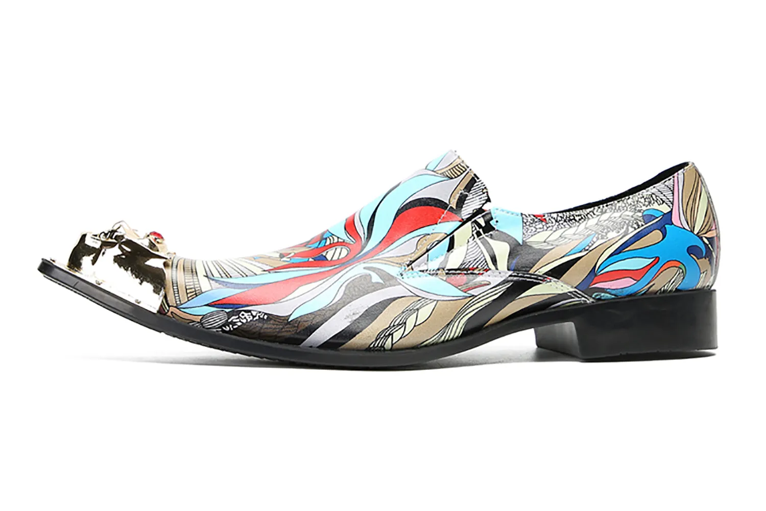 Men's Graffiti Metal-Tip Toe Western Penny Loafers