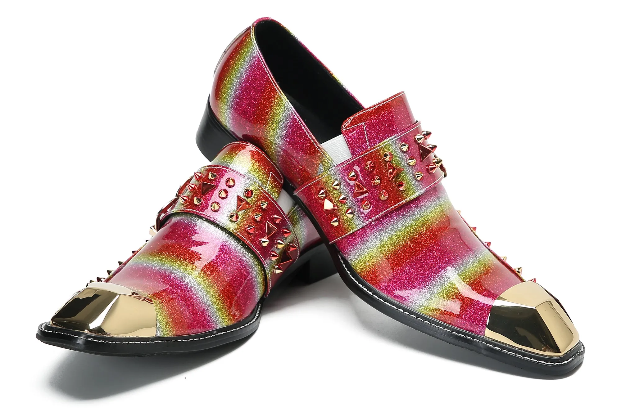 Men's Metal-Square Toe Western Buckle Loafers