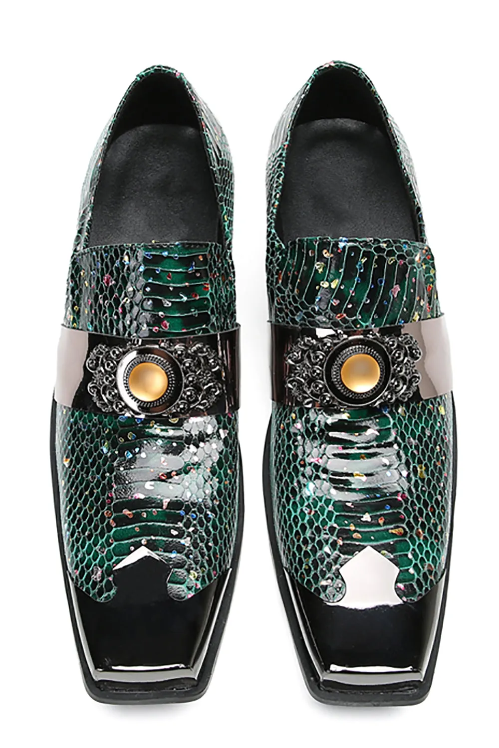 Men's Metal-Square Toe Western Penny Loafers