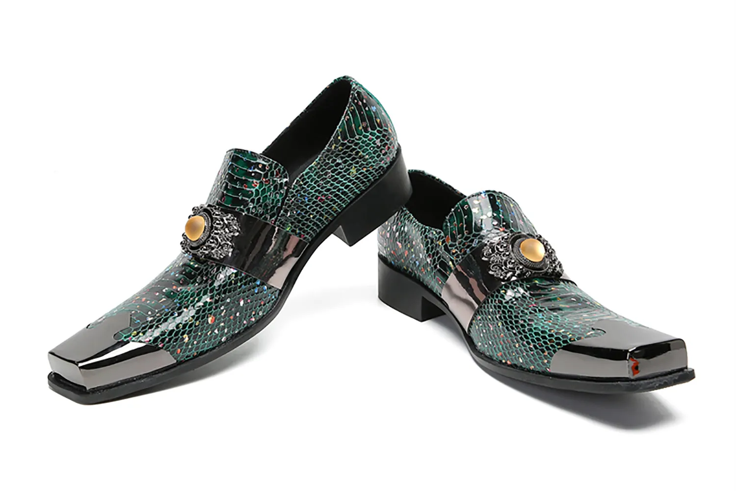 Men's Metal-Square Toe Western Penny Loafers
