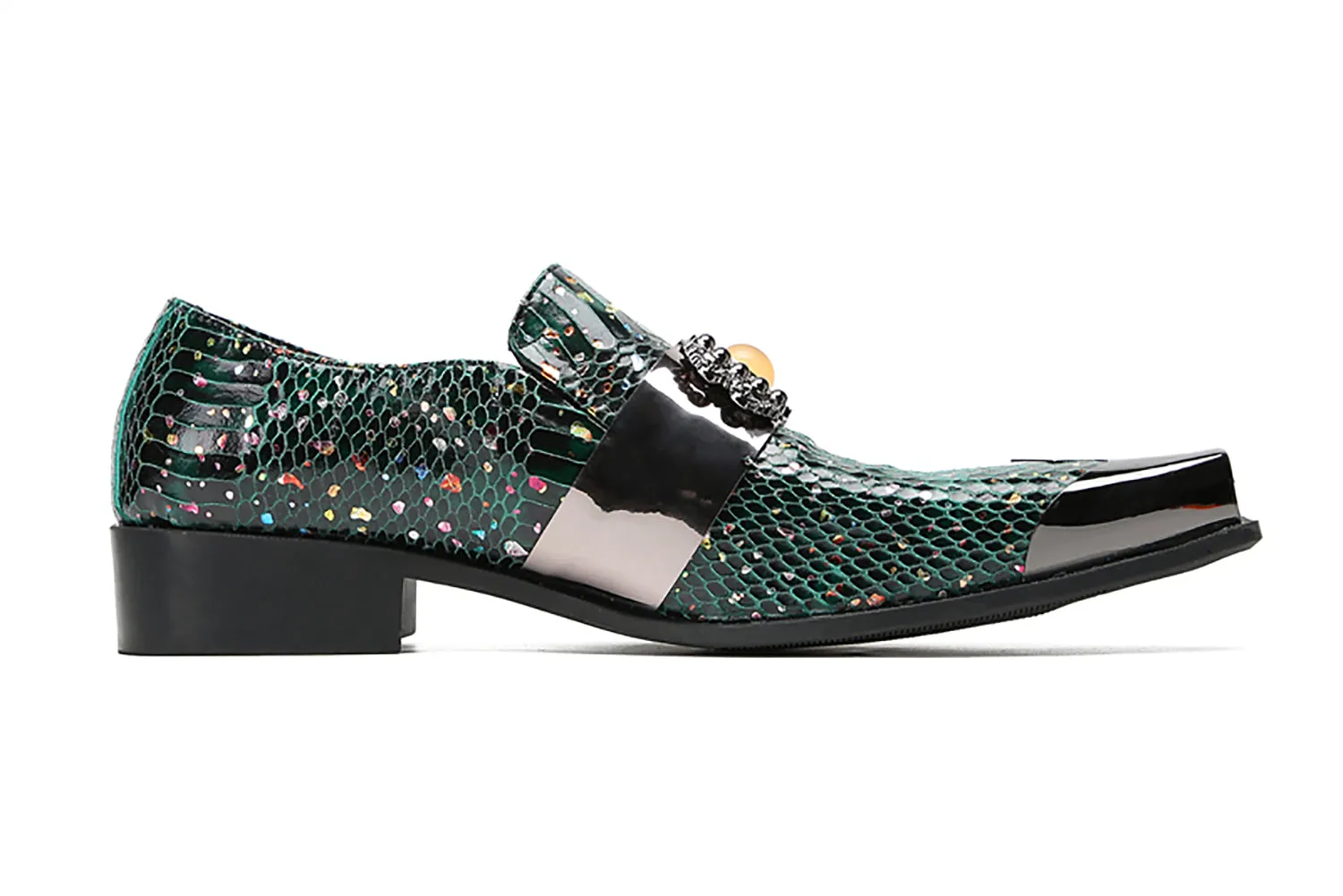 Men's Metal-Square Toe Western Penny Loafers