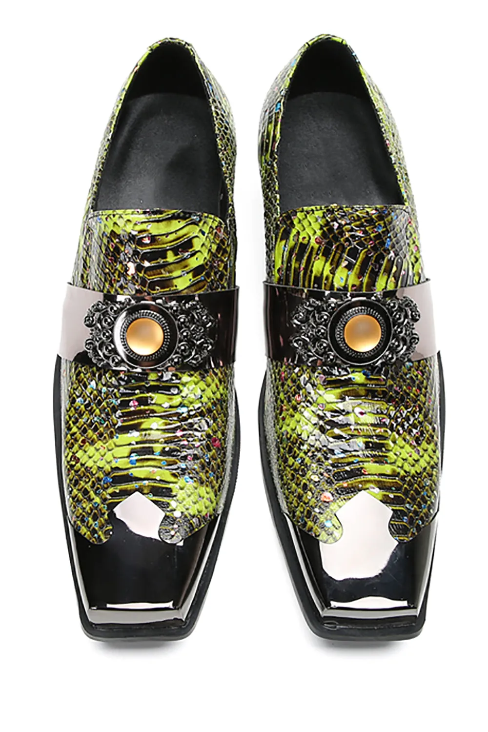 Men's Metal-Square Toe Western Penny Loafers