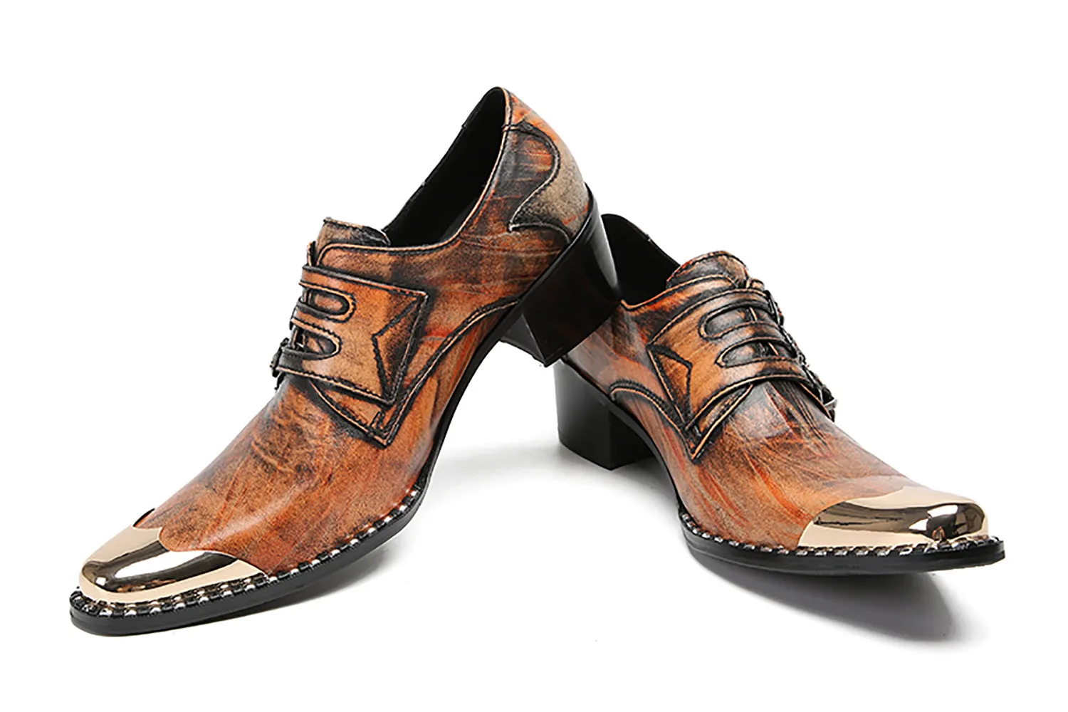 Men's Metal-Tip Toe Buttons Loafers Western