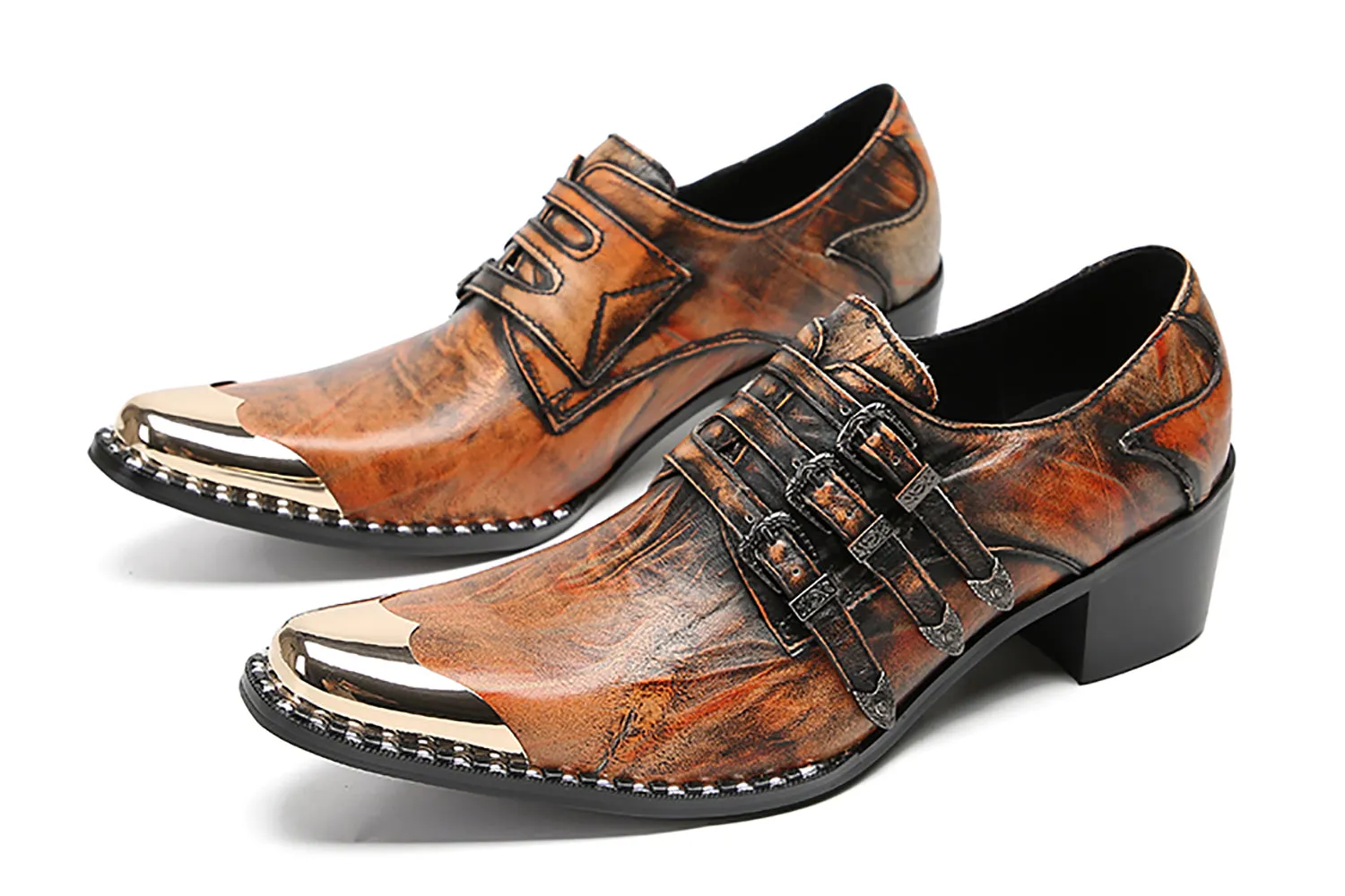 Men's Metal-Tip Toe Buttons Loafers Western