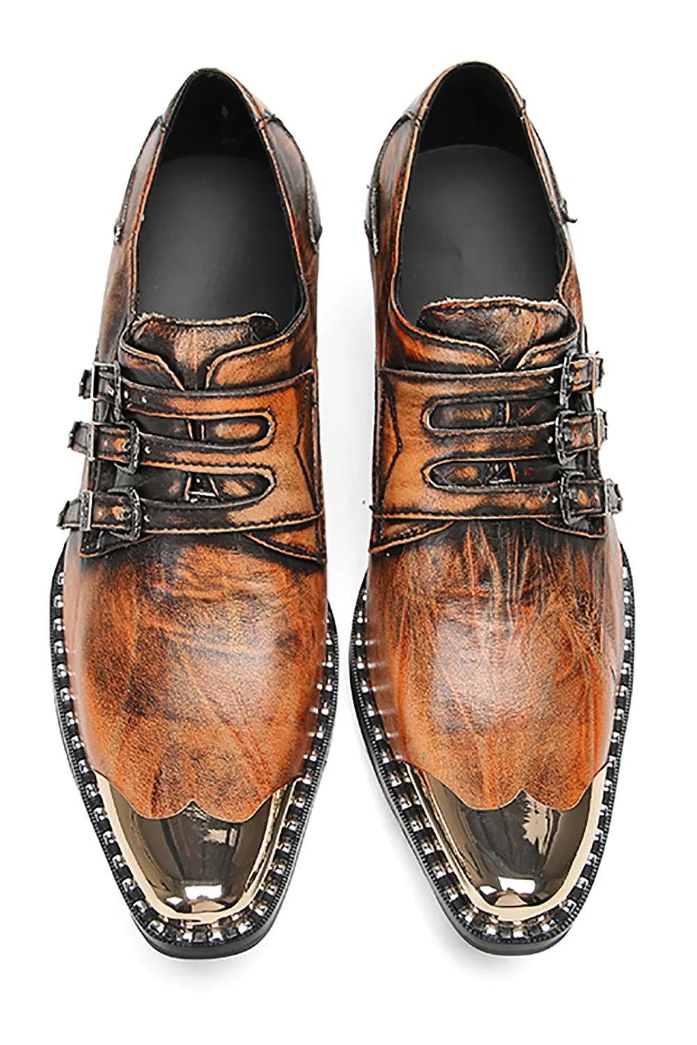 Men's Metal-Tip Toe Buttons Loafers Western