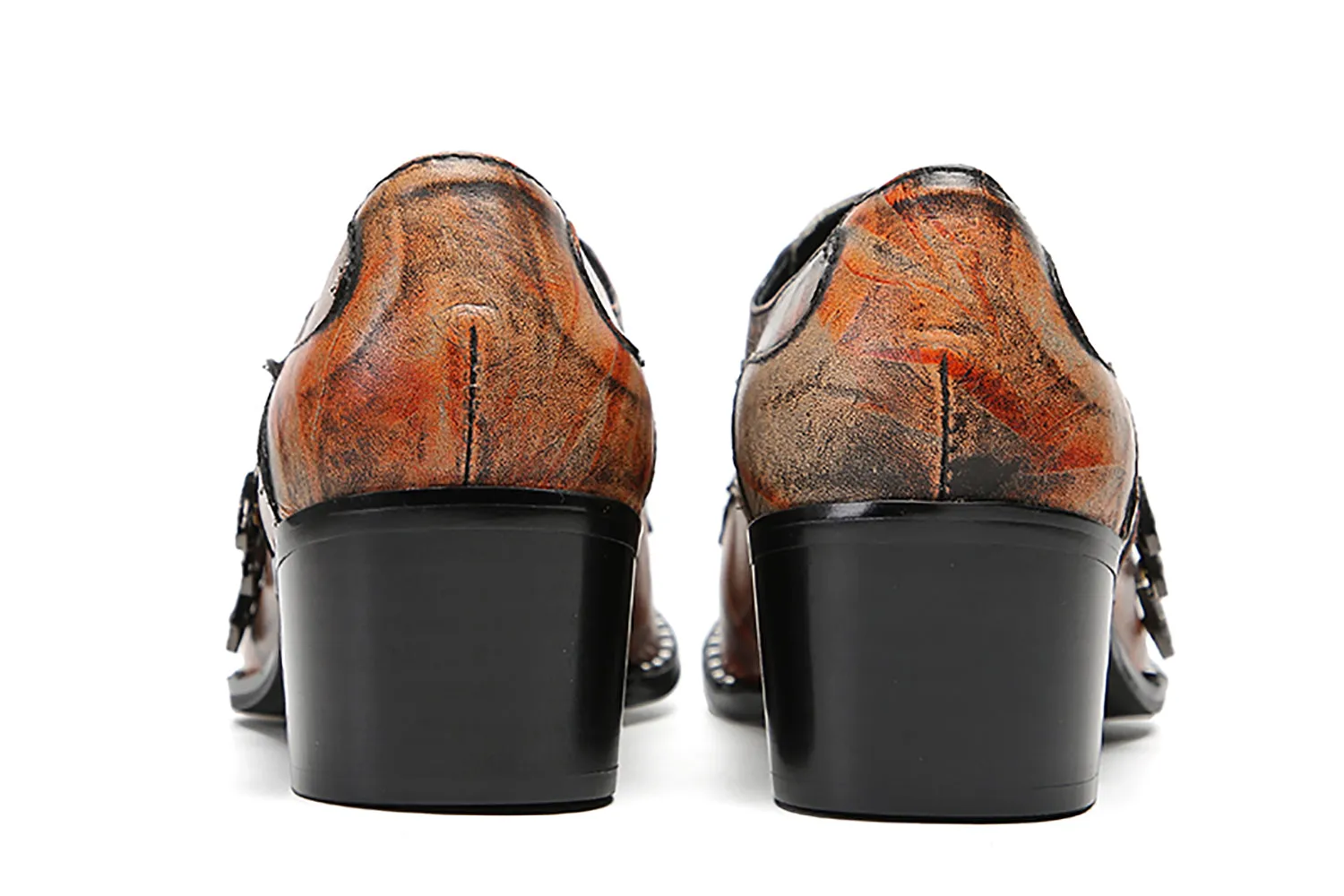 Men's Metal-Tip Toe Buttons Loafers Western