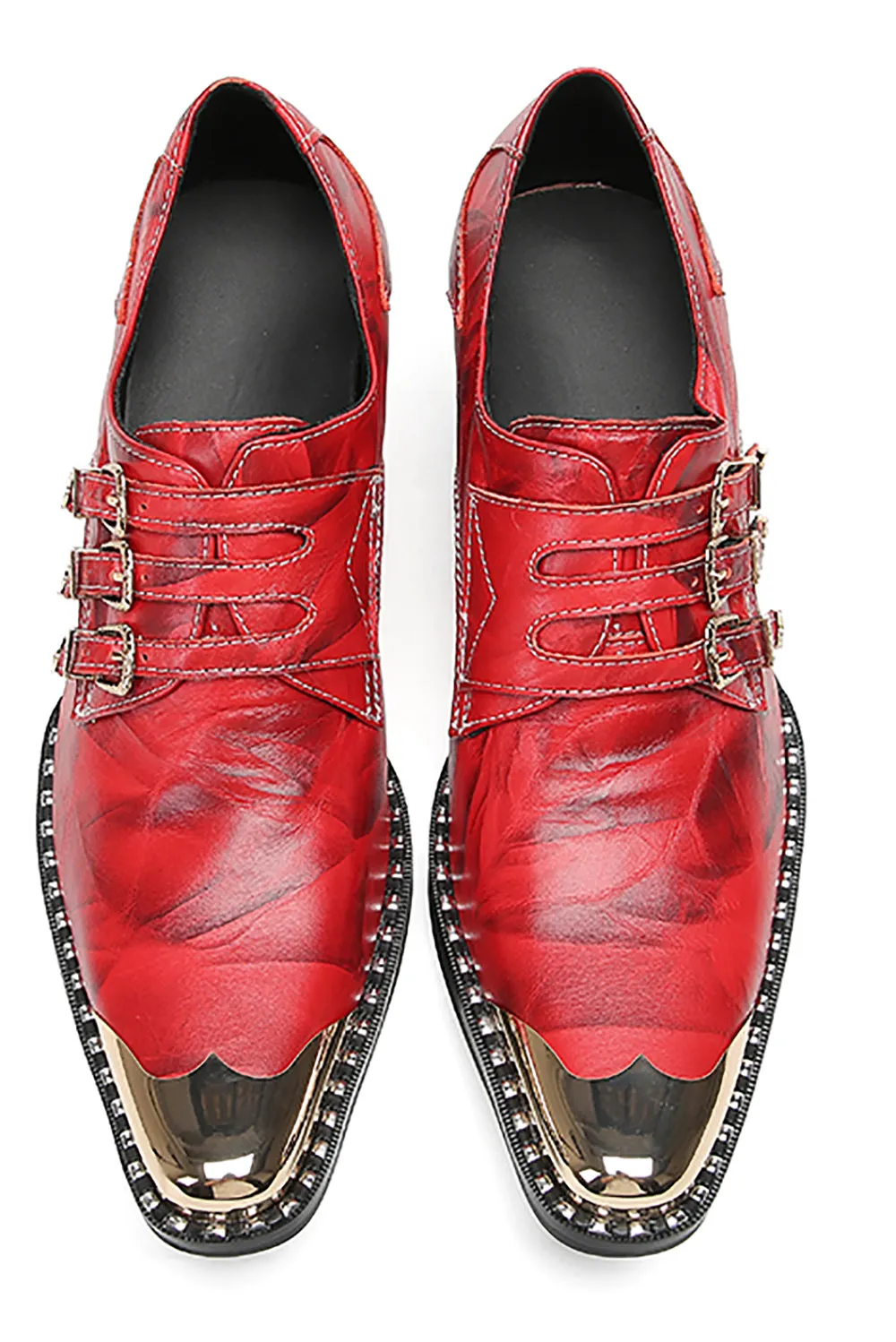 Men's Metal-Tip Toe Buttons Loafers Western