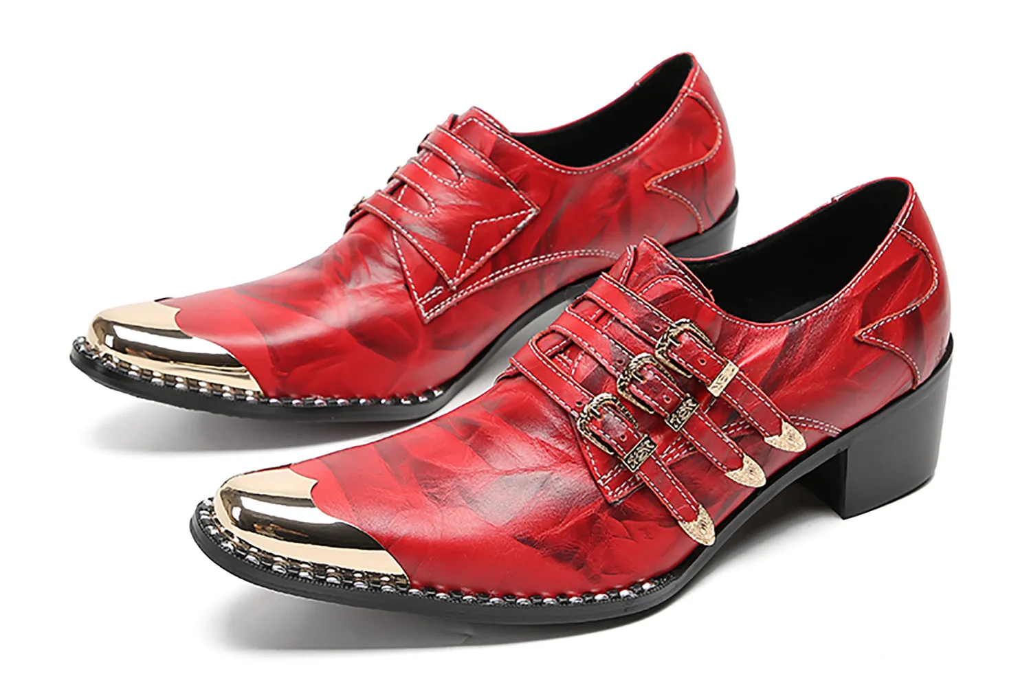 Men's Metal-Tip Toe Buttons Loafers Western