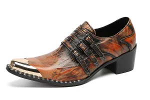 Men's Metal-Tip Toe Buttons Loafers Western