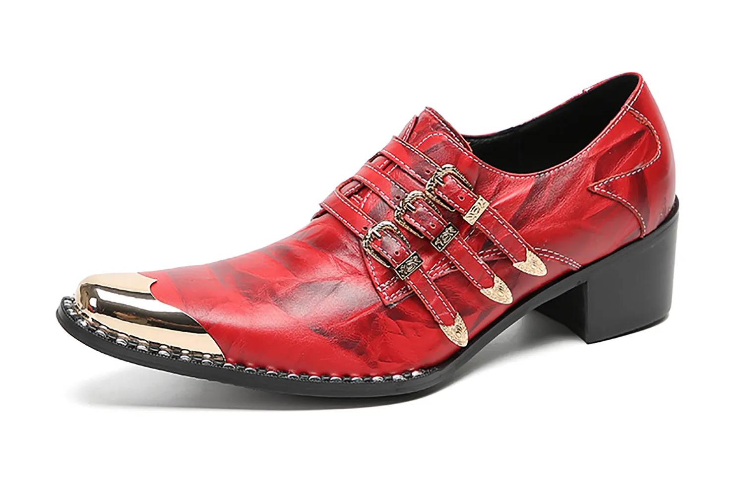 Men's Metal-Tip Toe Buttons Loafers Western