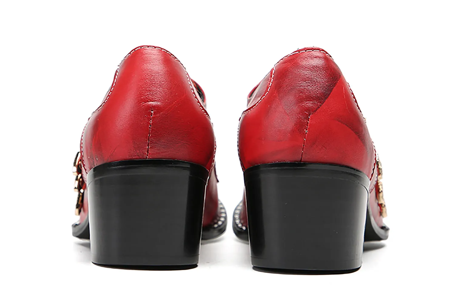 Men's Metal-Tip Toe Buttons Loafers Western