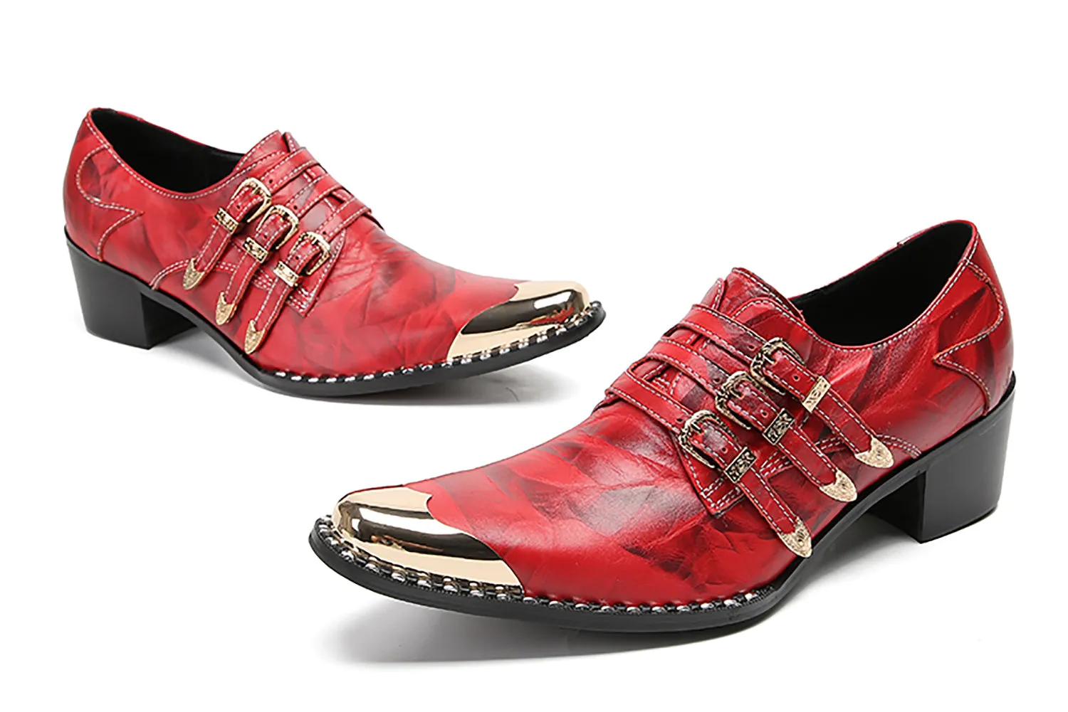 Men's Metal-Tip Toe Buttons Loafers Western