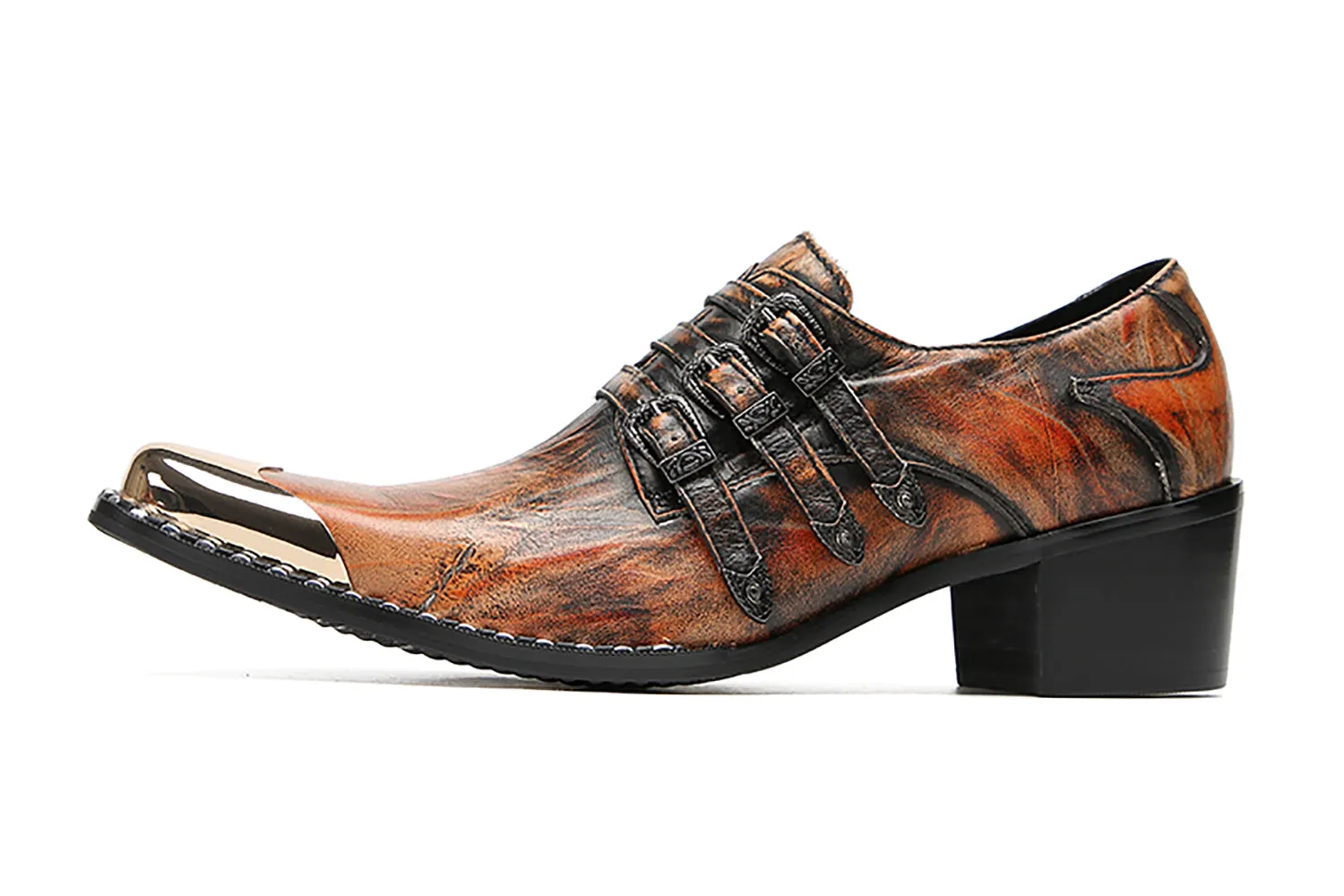 Men's Metal-Tip Toe Buttons Loafers Western