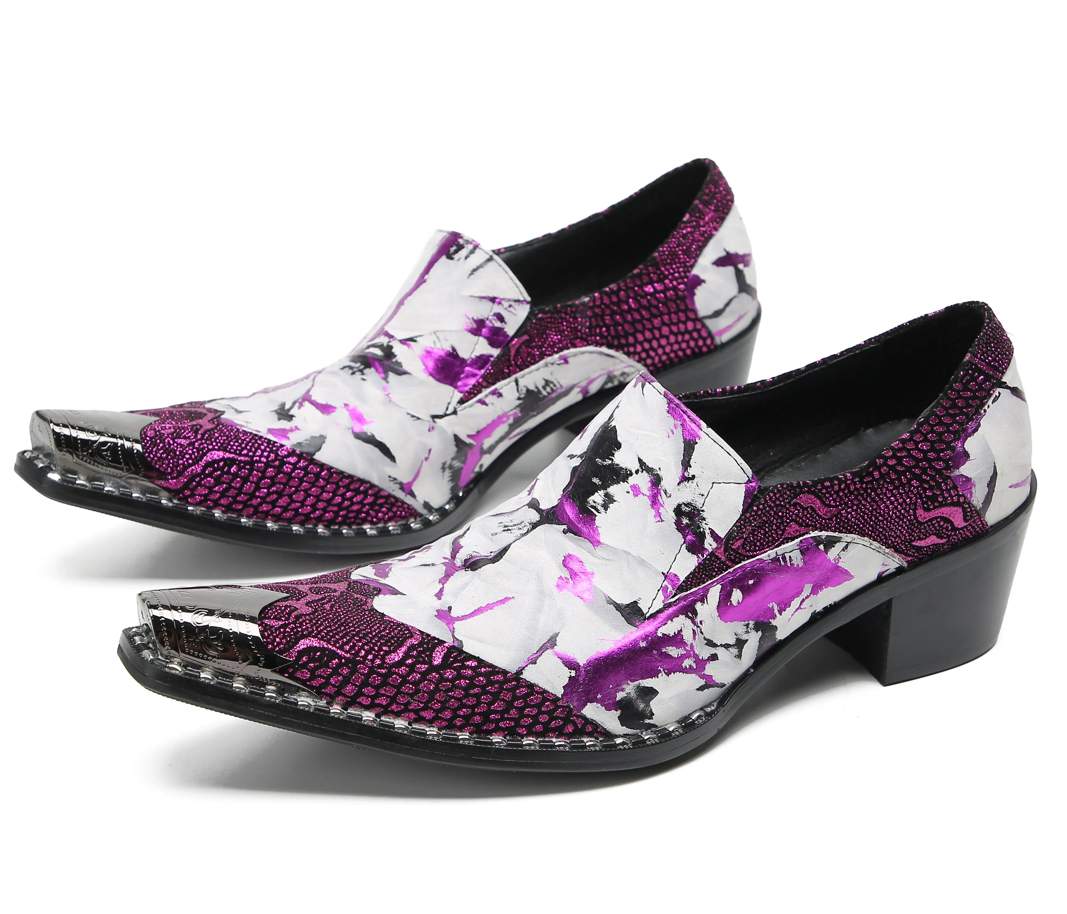 Men's Metal-Tip Toe Western Party Loafers