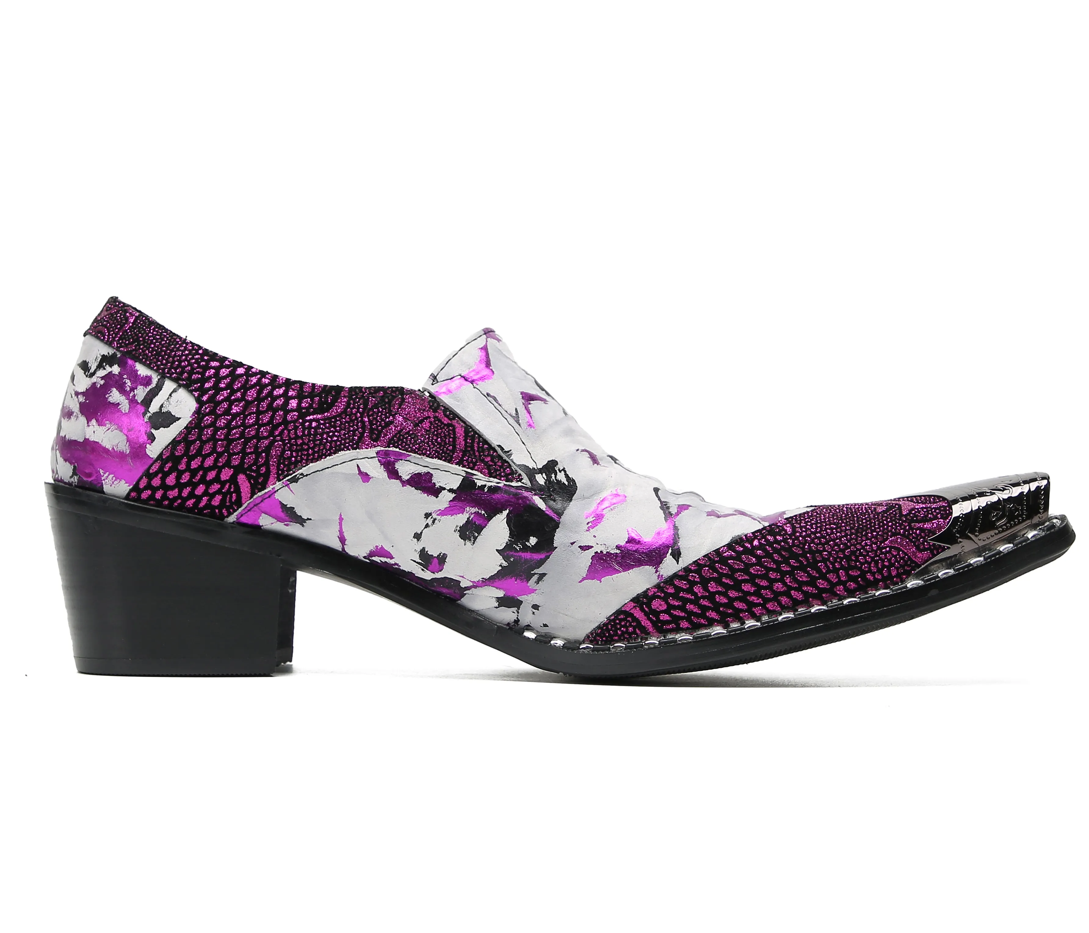 Men's Metal-Tip Toe Western Party Loafers